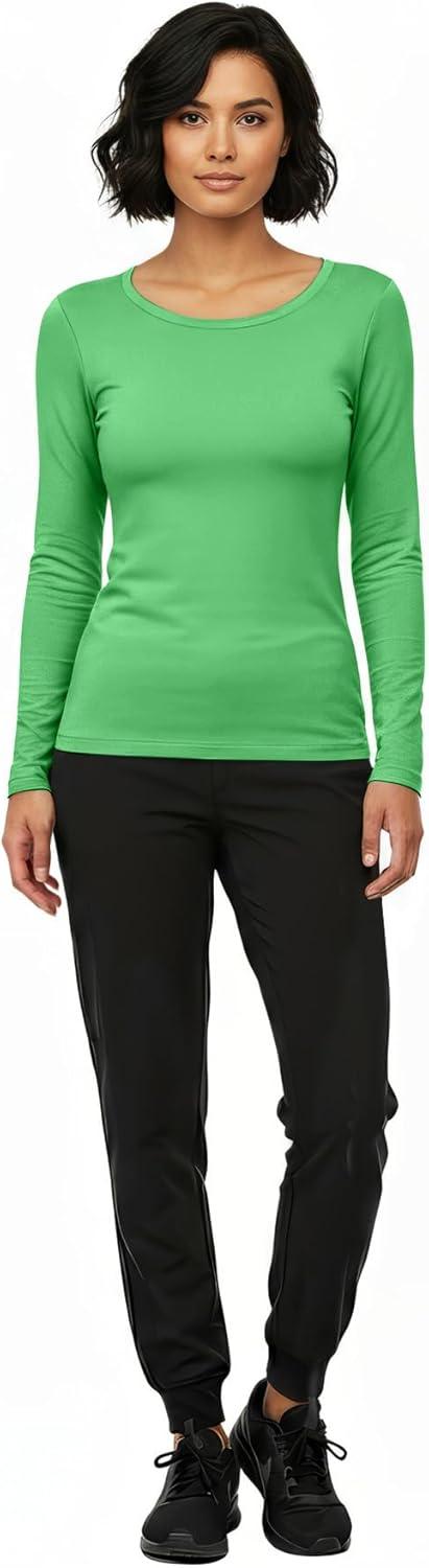 imageNatural Uniforms Womens Long Sleeve Underscrub TShirt Cotton Blend Scrub Base Layer for Nurses amp Medical ProfessionalsLight Green