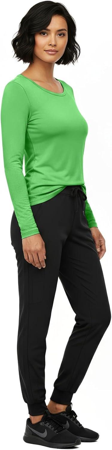 imageNatural Uniforms Womens Long Sleeve Underscrub TShirt Cotton Blend Scrub Base Layer for Nurses amp Medical ProfessionalsLime Green