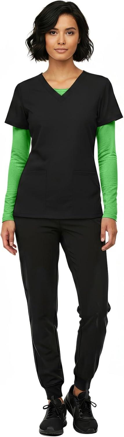 imageNatural Uniforms Womens Long Sleeve Underscrub TShirt Cotton Blend Scrub Base Layer for Nurses amp Medical ProfessionalsLime Green