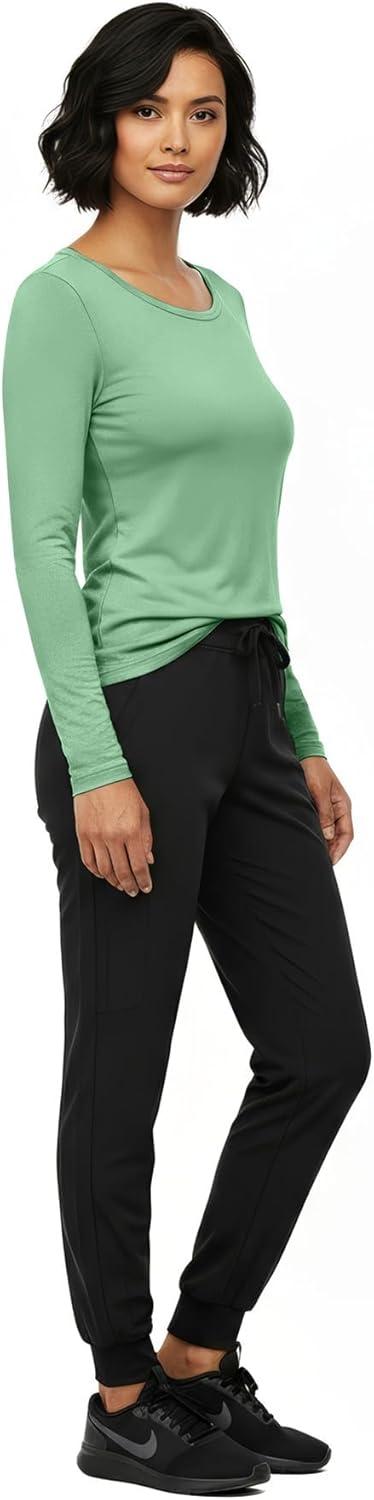imageNatural Uniforms Womens Long Sleeve Underscrub TShirt Cotton Blend Scrub Base Layer for Nurses amp Medical ProfessionalsMeadow Green