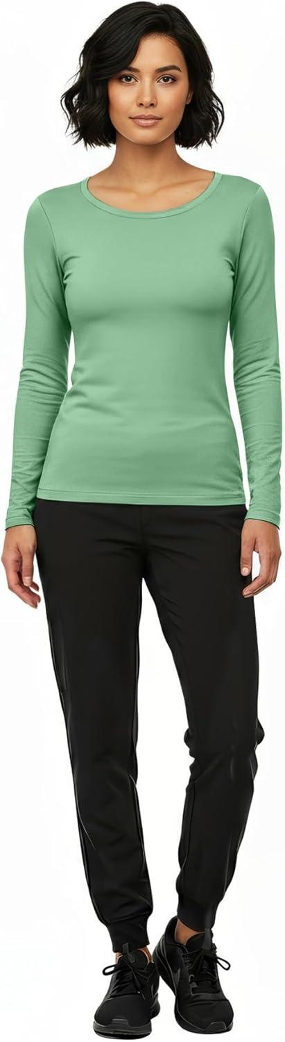 imageNatural Uniforms Womens Long Sleeve Underscrub TShirt Cotton Blend Scrub Base Layer for Nurses amp Medical ProfessionalsMeadow Green