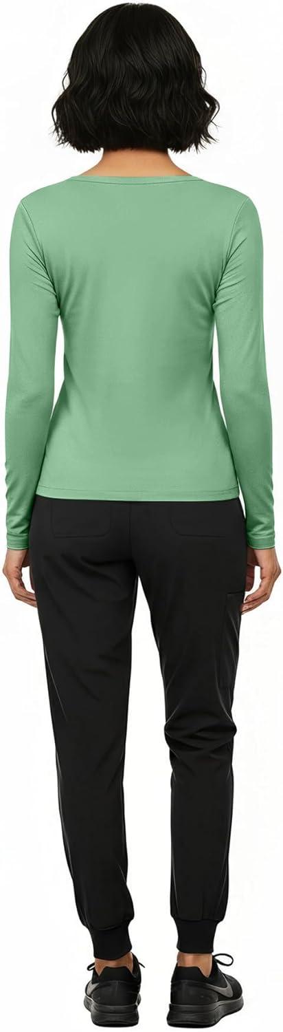 imageNatural Uniforms Womens Long Sleeve Underscrub TShirt Cotton Blend Scrub Base Layer for Nurses amp Medical ProfessionalsMeadow Green