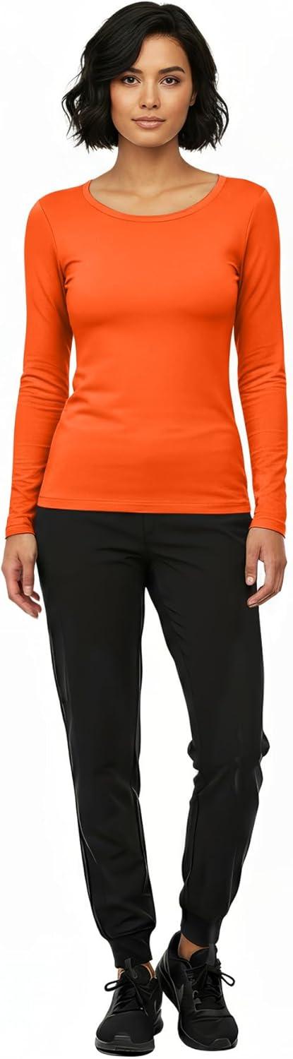 imageNatural Uniforms Womens Long Sleeve Underscrub TShirt Cotton Blend Scrub Base Layer for Nurses amp Medical ProfessionalsOrange