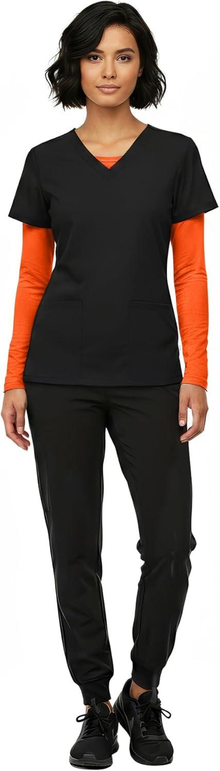 imageNatural Uniforms Womens Long Sleeve Underscrub TShirt Cotton Blend Scrub Base Layer for Nurses amp Medical ProfessionalsOrange