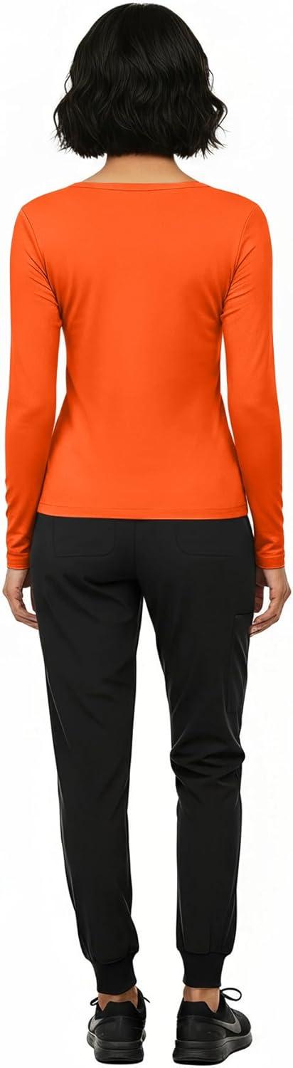 imageNatural Uniforms Womens Long Sleeve Underscrub TShirt Cotton Blend Scrub Base Layer for Nurses amp Medical ProfessionalsOrange