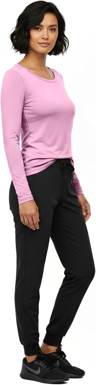 imageNatural Uniforms Womens Long Sleeve Underscrub TShirt Cotton Blend Scrub Base Layer for Nurses amp Medical ProfessionalsPink