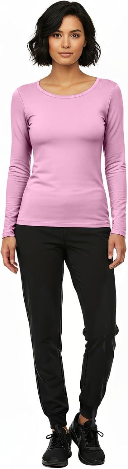 imageNatural Uniforms Womens Long Sleeve Underscrub TShirt Cotton Blend Scrub Base Layer for Nurses amp Medical ProfessionalsPink