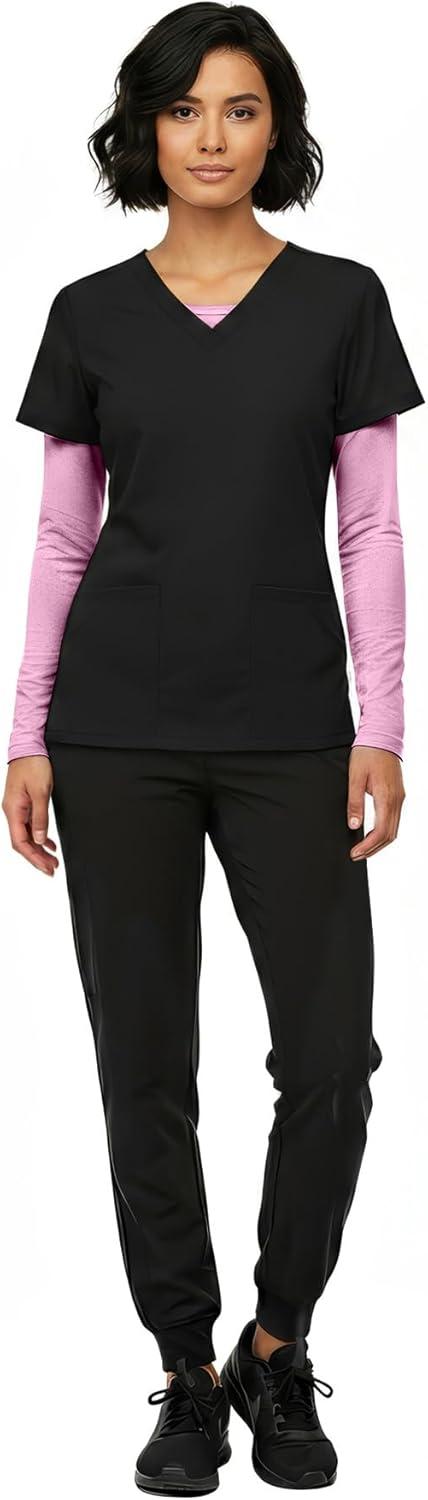 imageNatural Uniforms Womens Long Sleeve Underscrub TShirt Cotton Blend Scrub Base Layer for Nurses amp Medical ProfessionalsPink