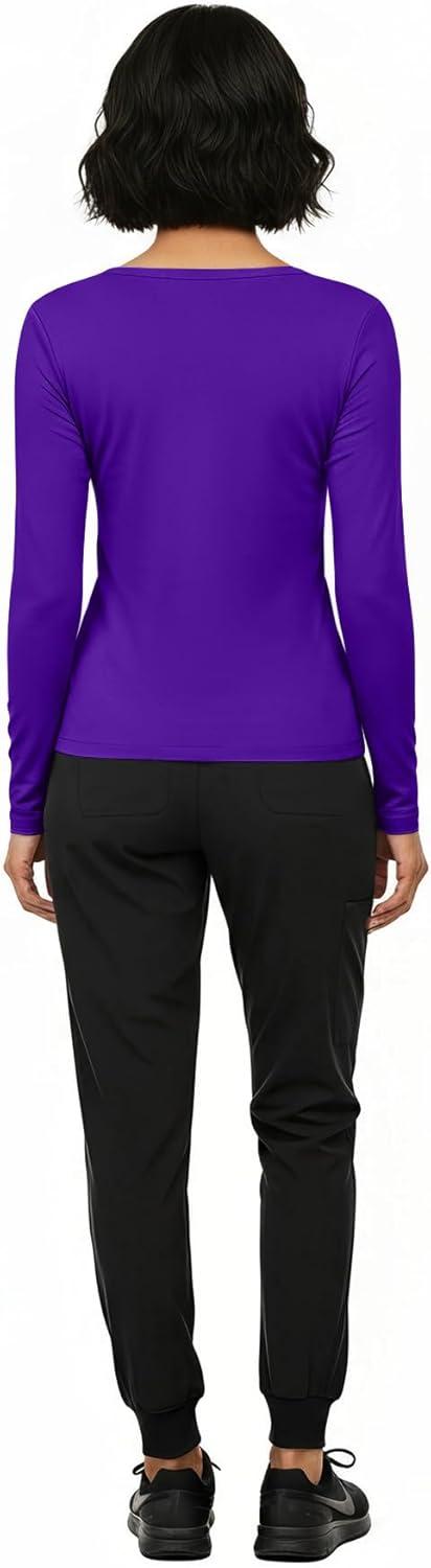 imageNatural Uniforms Womens Long Sleeve Underscrub TShirt Cotton Blend Scrub Base Layer for Nurses amp Medical ProfessionalsPurple