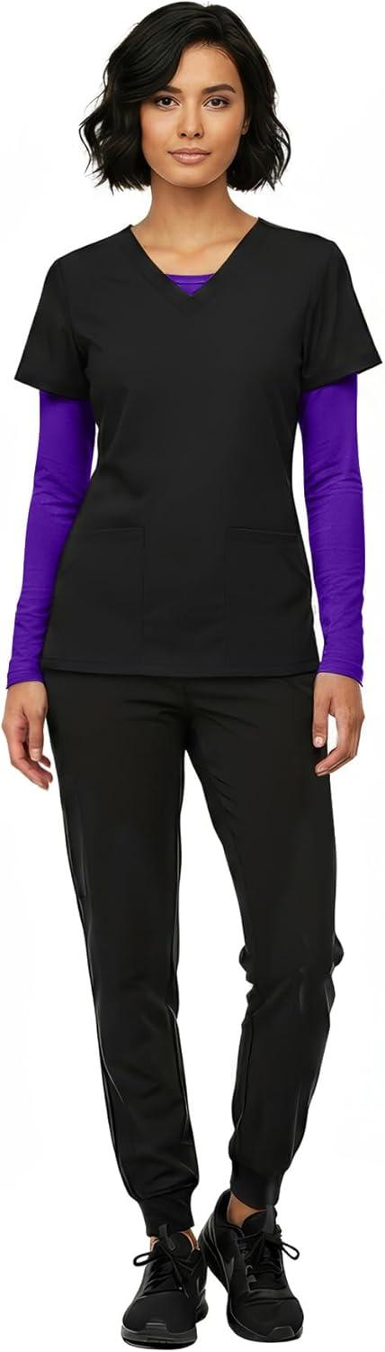 imageNatural Uniforms Womens Long Sleeve Underscrub TShirt Cotton Blend Scrub Base Layer for Nurses amp Medical ProfessionalsPurple