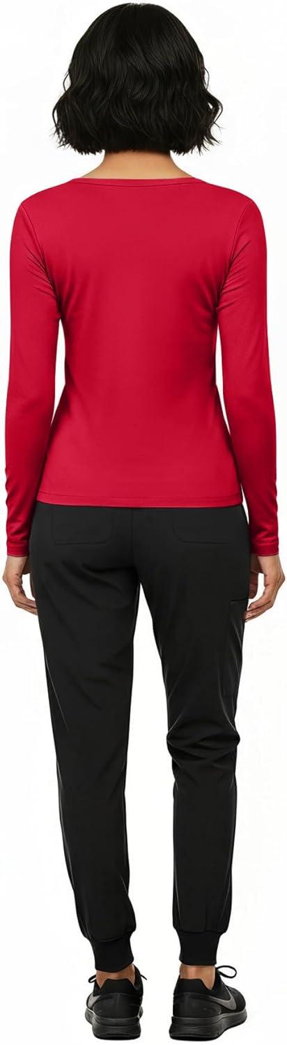 imageNatural Uniforms Womens Long Sleeve Underscrub TShirt Cotton Blend Scrub Base Layer for Nurses amp Medical ProfessionalsRed