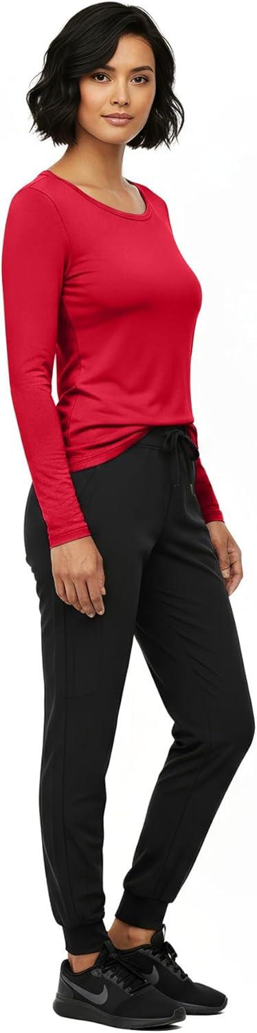 imageNatural Uniforms Womens Long Sleeve Underscrub TShirt Cotton Blend Scrub Base Layer for Nurses amp Medical ProfessionalsRed