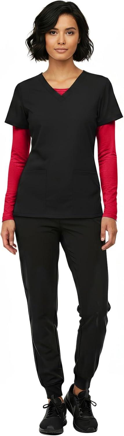 imageNatural Uniforms Womens Long Sleeve Underscrub TShirt Cotton Blend Scrub Base Layer for Nurses amp Medical ProfessionalsRed