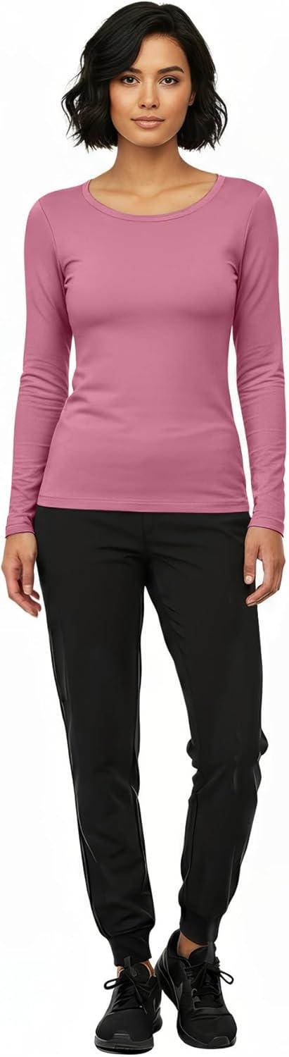 imageNatural Uniforms Womens Long Sleeve Underscrub TShirt Cotton Blend Scrub Base Layer for Nurses amp Medical ProfessionalsRose