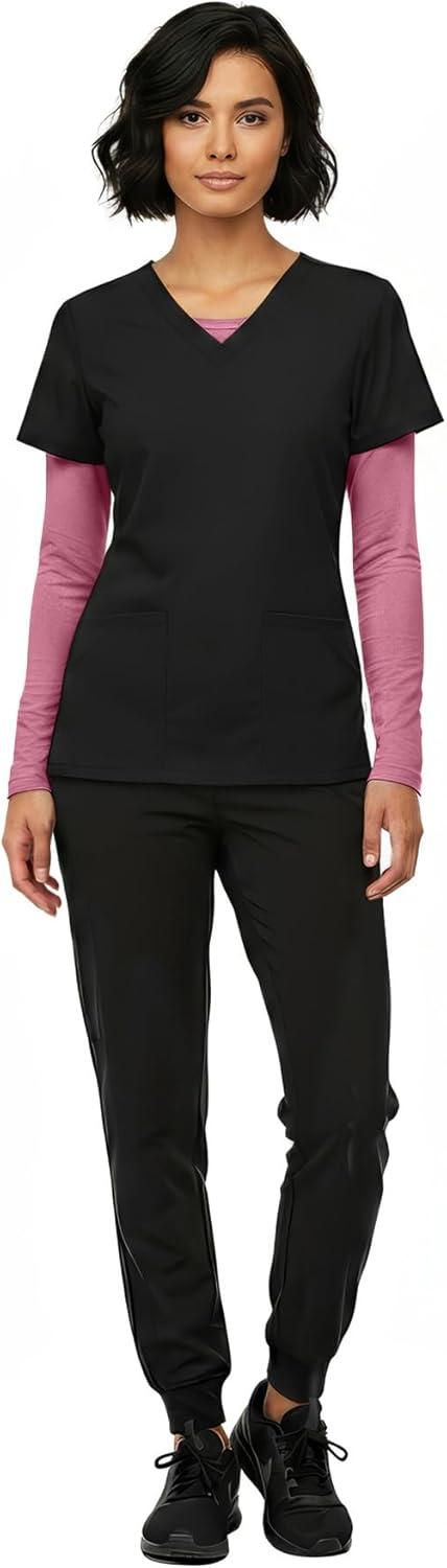 imageNatural Uniforms Womens Long Sleeve Underscrub TShirt Cotton Blend Scrub Base Layer for Nurses amp Medical ProfessionalsRose