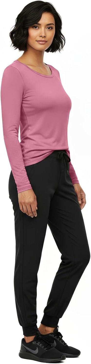 imageNatural Uniforms Womens Long Sleeve Underscrub TShirt Cotton Blend Scrub Base Layer for Nurses amp Medical ProfessionalsRose