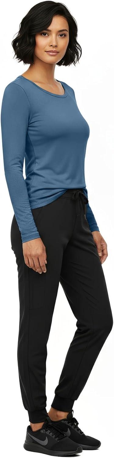 imageNatural Uniforms Womens Long Sleeve Underscrub TShirt Cotton Blend Scrub Base Layer for Nurses amp Medical ProfessionalsStellar Blue