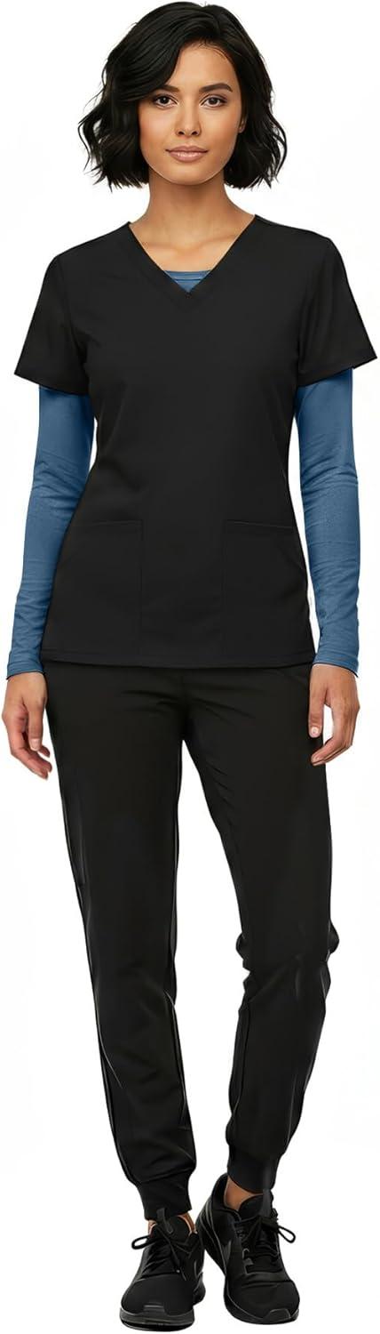 imageNatural Uniforms Womens Long Sleeve Underscrub TShirt Cotton Blend Scrub Base Layer for Nurses amp Medical ProfessionalsStellar Blue