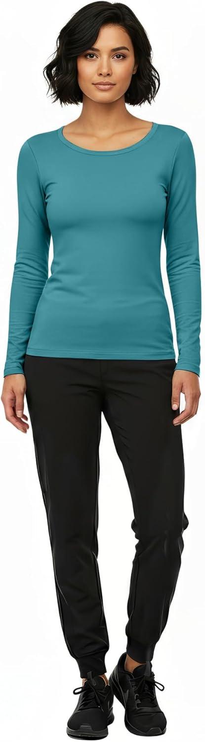 imageNatural Uniforms Womens Long Sleeve Underscrub TShirt Cotton Blend Scrub Base Layer for Nurses amp Medical ProfessionalsTeal