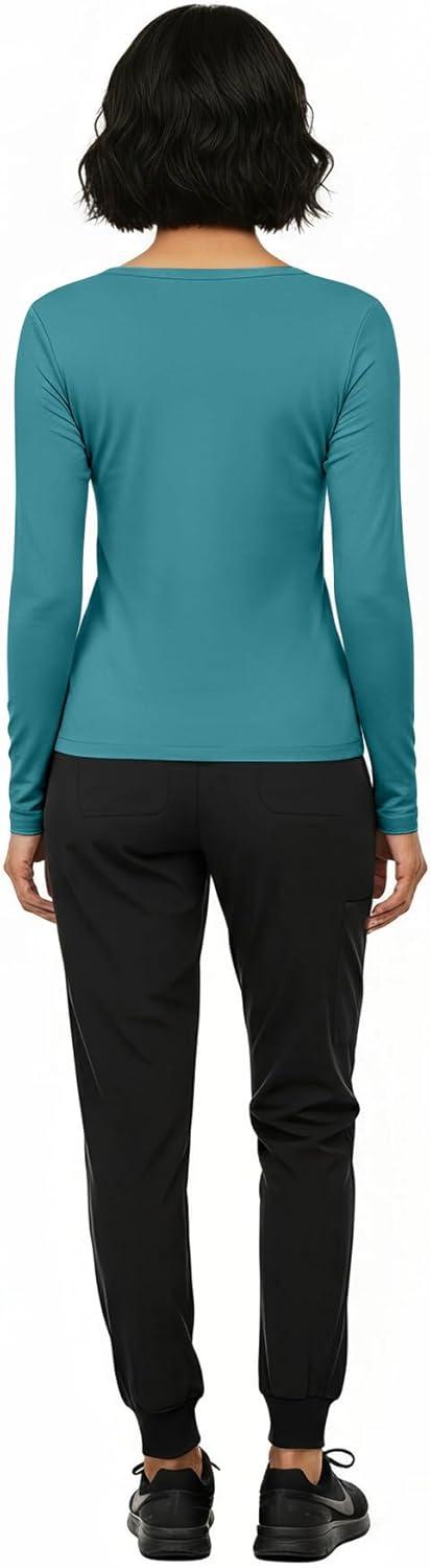 imageNatural Uniforms Womens Long Sleeve Underscrub TShirt Cotton Blend Scrub Base Layer for Nurses amp Medical ProfessionalsTeal