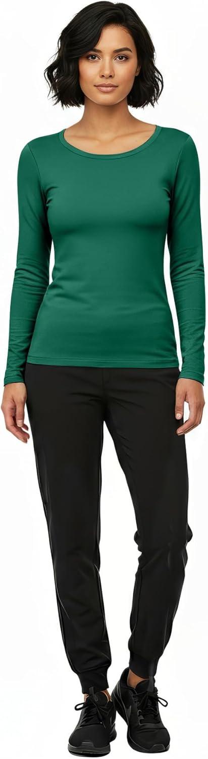 imageNatural Uniforms Womens Long Sleeve Underscrub TShirt Cotton Blend Scrub Base Layer for Nurses amp Medical ProfessionalsTrue Hunter Green