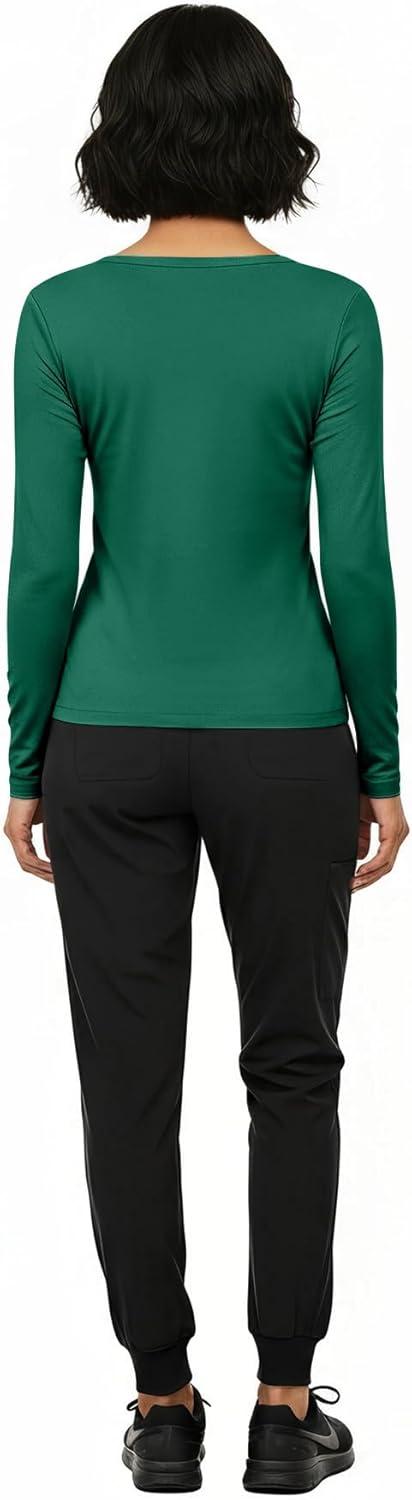 imageNatural Uniforms Womens Long Sleeve Underscrub TShirt Cotton Blend Scrub Base Layer for Nurses amp Medical ProfessionalsTrue Hunter Green