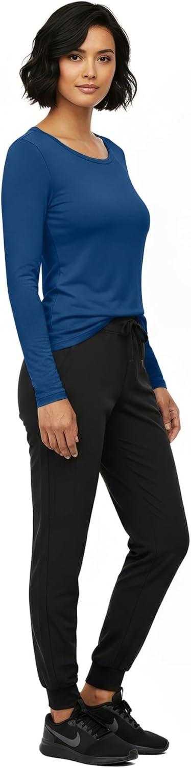 imageNatural Uniforms Womens Long Sleeve Underscrub TShirt Cotton Blend Scrub Base Layer for Nurses amp Medical ProfessionalsTrue Navy Blue
