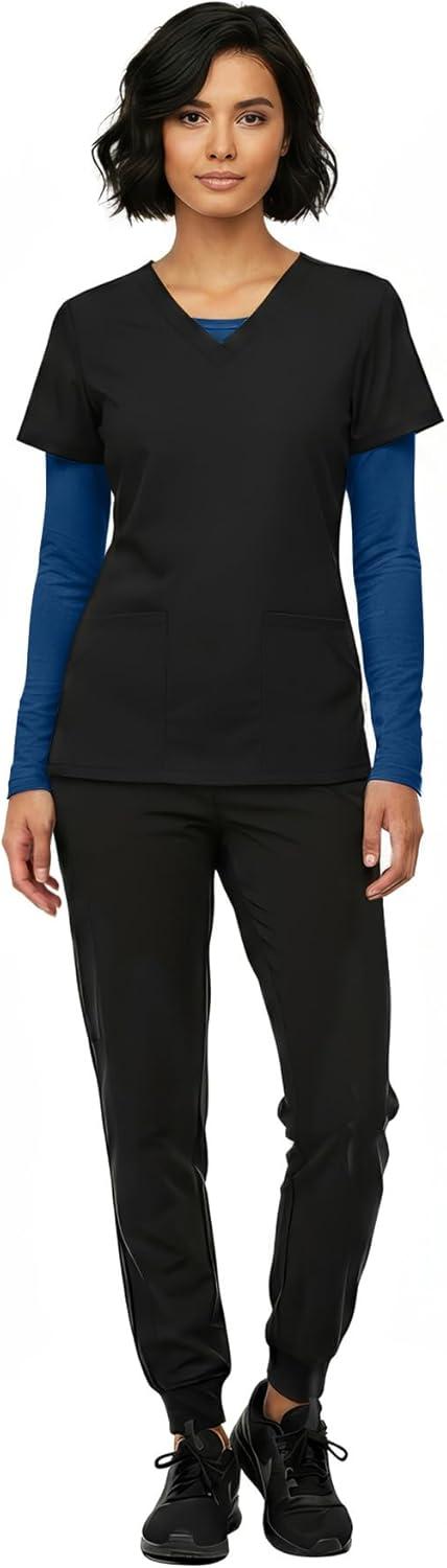 imageNatural Uniforms Womens Long Sleeve Underscrub TShirt Cotton Blend Scrub Base Layer for Nurses amp Medical ProfessionalsTrue Navy Blue