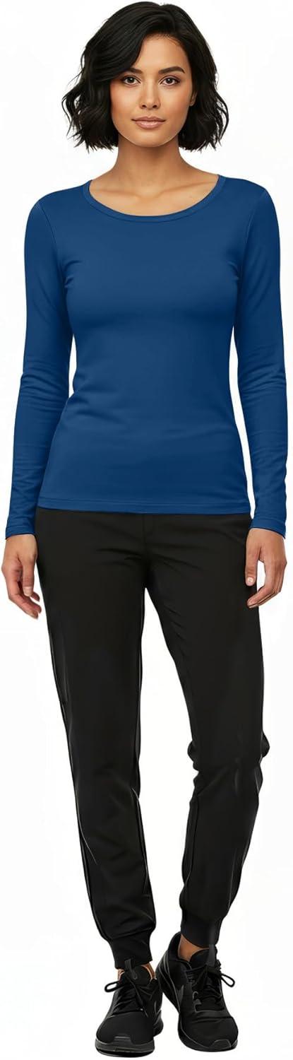 imageNatural Uniforms Womens Long Sleeve Underscrub TShirt Cotton Blend Scrub Base Layer for Nurses amp Medical ProfessionalsTrue Navy Blue