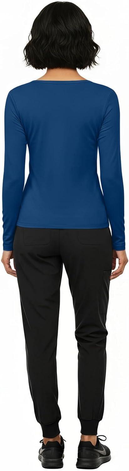 imageNatural Uniforms Womens Long Sleeve Underscrub TShirt Cotton Blend Scrub Base Layer for Nurses amp Medical ProfessionalsTrue Navy Blue