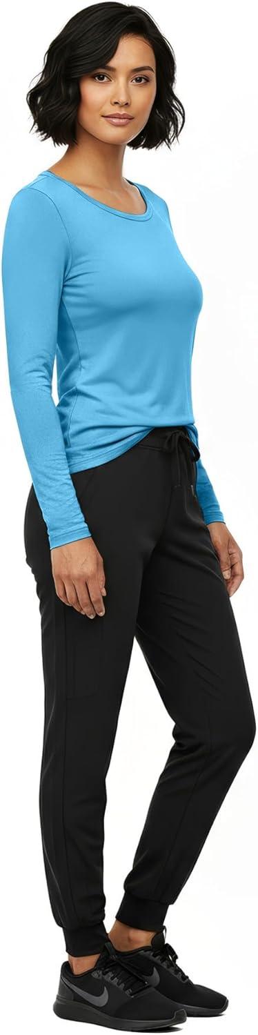 imageNatural Uniforms Womens Long Sleeve Underscrub TShirt Cotton Blend Scrub Base Layer for Nurses amp Medical ProfessionalsWater Blue