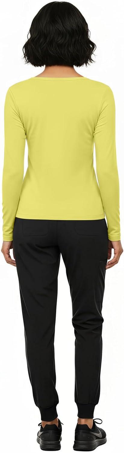imageNatural Uniforms Womens Long Sleeve Underscrub TShirt Cotton Blend Scrub Base Layer for Nurses amp Medical ProfessionalsYellow
