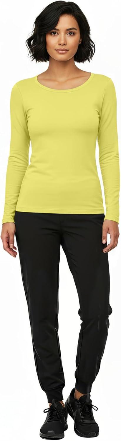 imageNatural Uniforms Womens Long Sleeve Underscrub TShirt Cotton Blend Scrub Base Layer for Nurses amp Medical ProfessionalsYellow