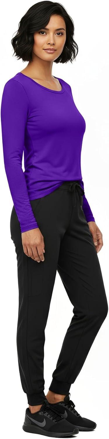 imageNatural Uniforms Womens Long Sleeve Underscrub TShirt Cotton Blend Scrub Base Layer for Nurses amp Medical ProfessionalsZ2pklavPur