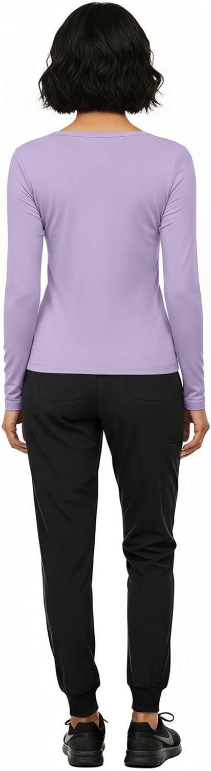 imageNatural Uniforms Womens Long Sleeve Underscrub TShirt Cotton Blend Scrub Base Layer for Nurses amp Medical ProfessionalsZ2pklavPur
