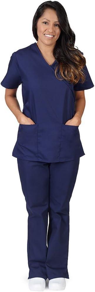 imageNatural Uniforms Womens Mock Wrap Set Medium Ceil Blue