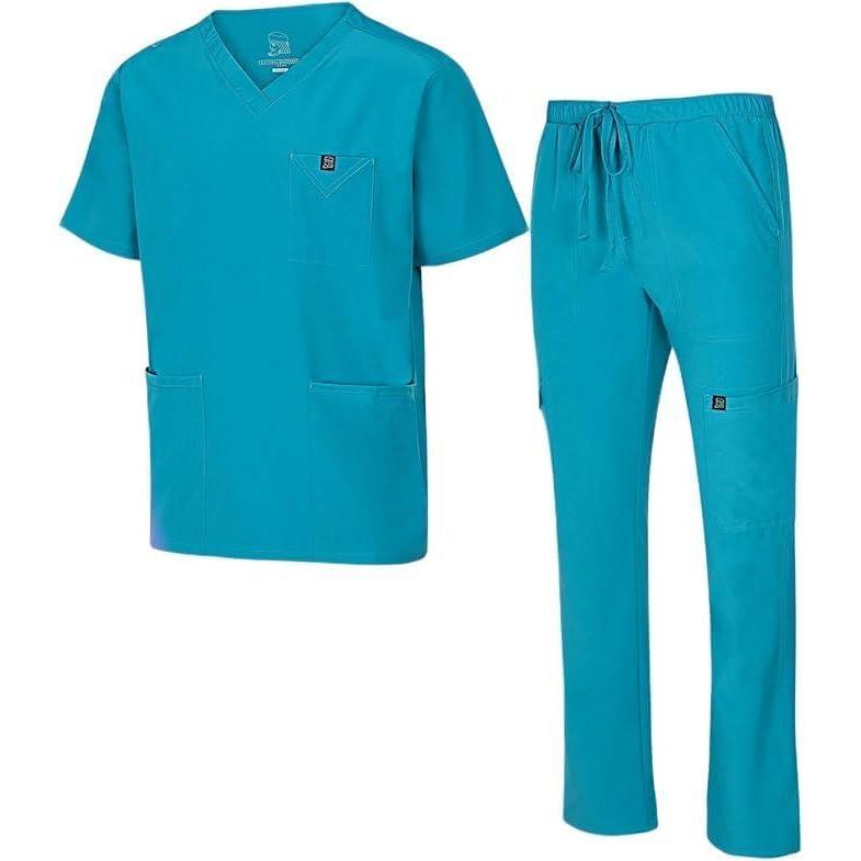imageNatural Uniforms Mens Stretch MultiPocket Cargo Scrub SetTeal
