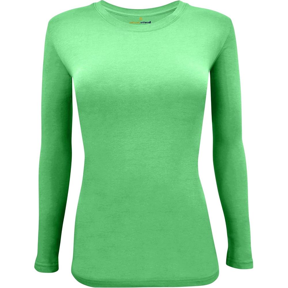 imageNatural Uniforms Womens Long Sleeve Underscrub TShirt Cotton Blend Scrub Base Layer for Nurses amp Medical ProfessionalsLight Green
