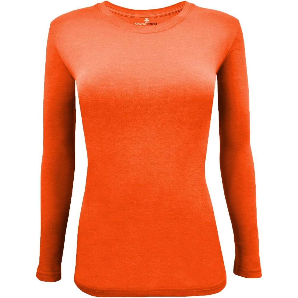 imageNatural Uniforms Womens Long Sleeve Underscrub TShirt  Cotton Blend Scrub Base Layer for Nurses amp Medical ProfessionalsOrange