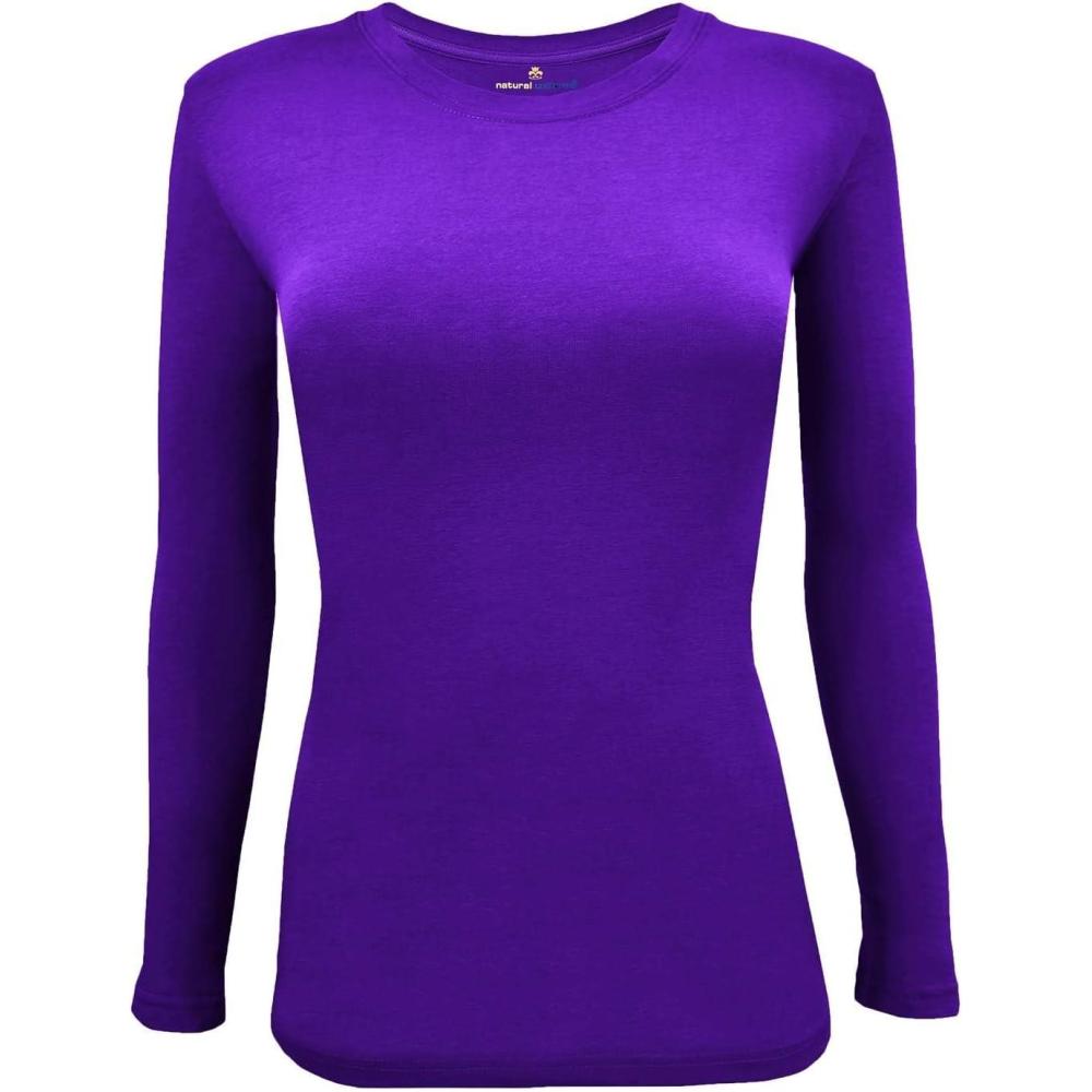 imageNatural Uniforms Womens Long Sleeve Underscrub TShirt Cotton Blend Scrub Base Layer for Nurses amp Medical ProfessionalsPurple