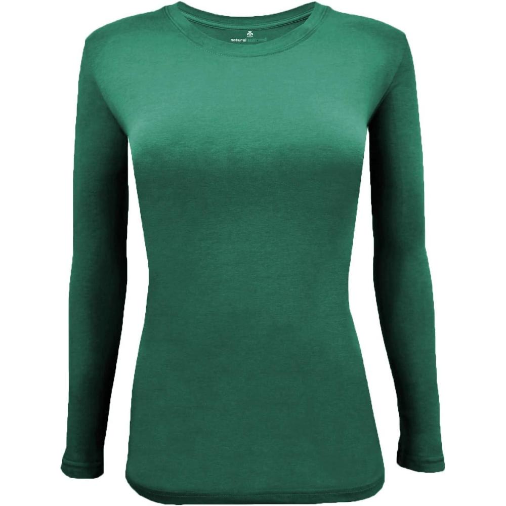 imageNatural Uniforms Womens Long Sleeve Underscrub TShirt Cotton Blend Scrub Base Layer for Nurses amp Medical ProfessionalsTrue Hunter Green