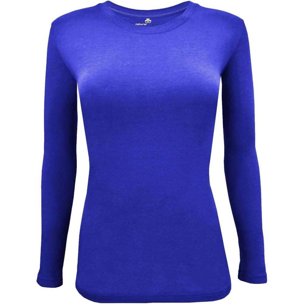 imageNatural Uniforms Womens Long Sleeve Underscrub TShirt Cotton Blend Scrub Base Layer for Nurses amp Medical ProfessionalsTrue Royal Blue