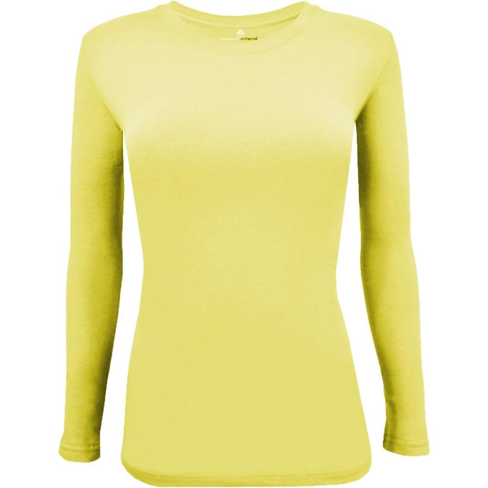 imageNatural Uniforms Womens Long Sleeve Underscrub TShirt Cotton Blend Scrub Base Layer for Nurses amp Medical ProfessionalsYellow