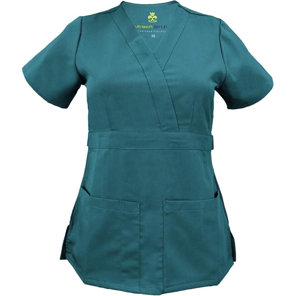 imageSoft Premium Mock Wrap Professional Workwear Women Top Junior Fit 8115Teal