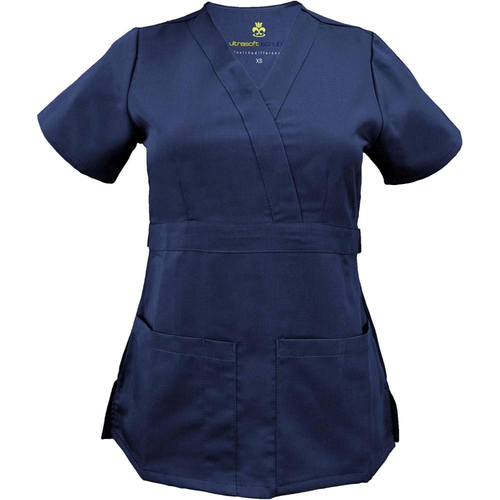 imageSoft Premium Mock Wrap Professional Workwear Women Top Junior Fit 8115True Navy Blue
