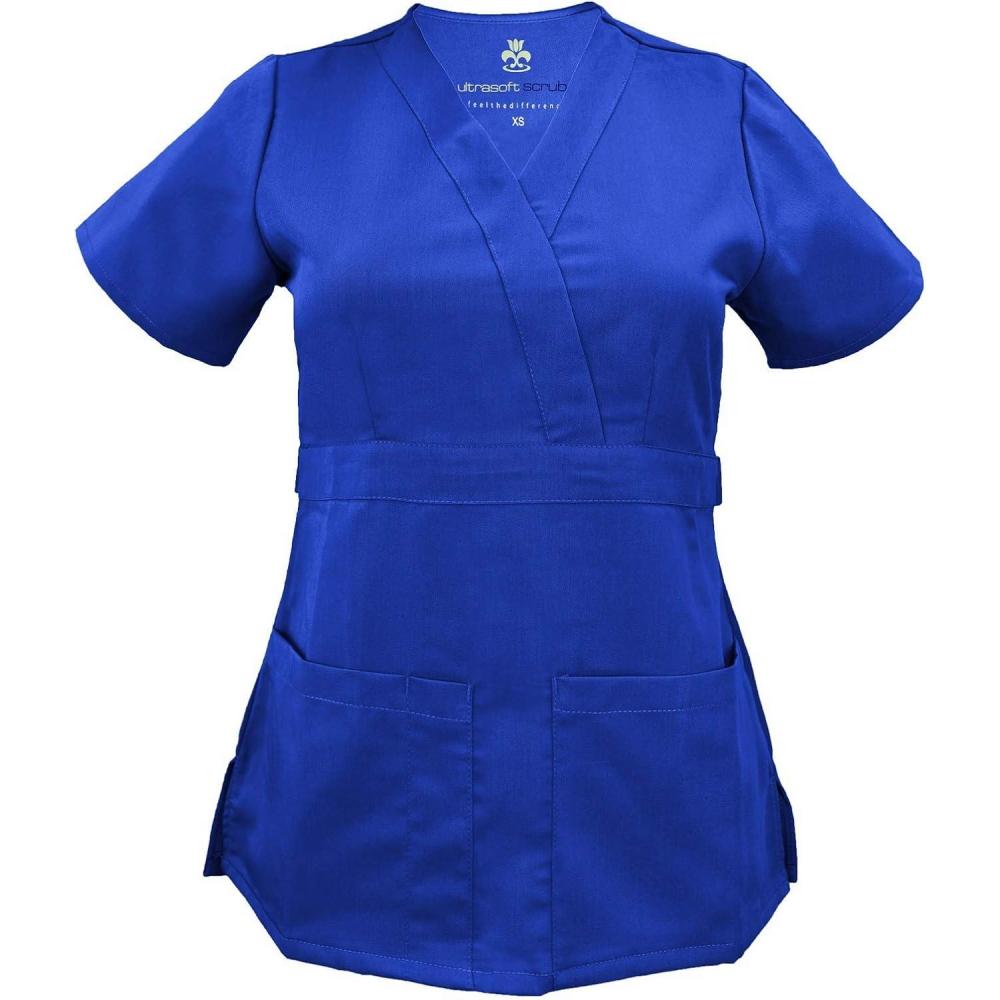 imageSoft Premium Mock Wrap Professional Workwear Women Top Junior Fit 8115True Royal Blue