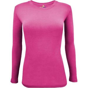 Natural Uniforms Women’s Long Sleeve Underscrub T-Shirt – Cotton Blend Scrub Base Layer for Nurses & Medical Professionals(Hot Pink)