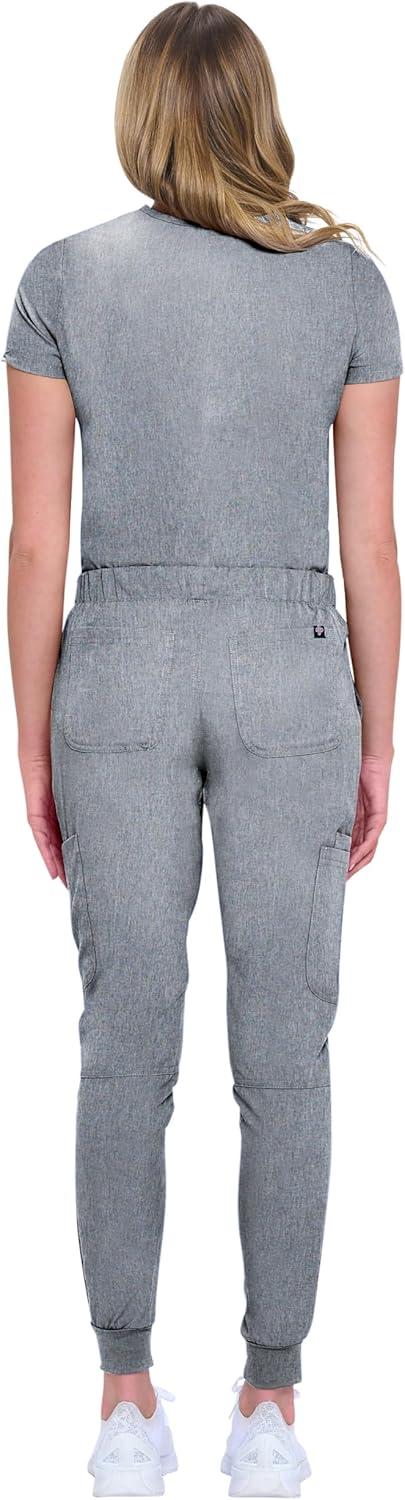 imageNatural Uniforms Womens 10 Pocket Cool Stretch Jogger Scrub SetHeather Grey
