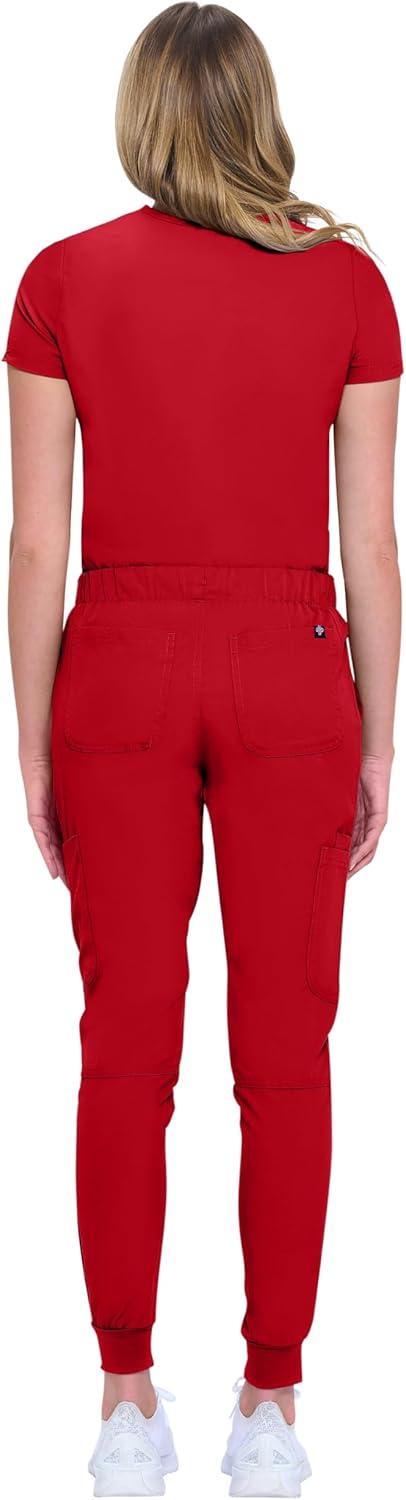 imageNatural Uniforms Womens 10 Pocket Cool Stretch Jogger Scrub SetRed