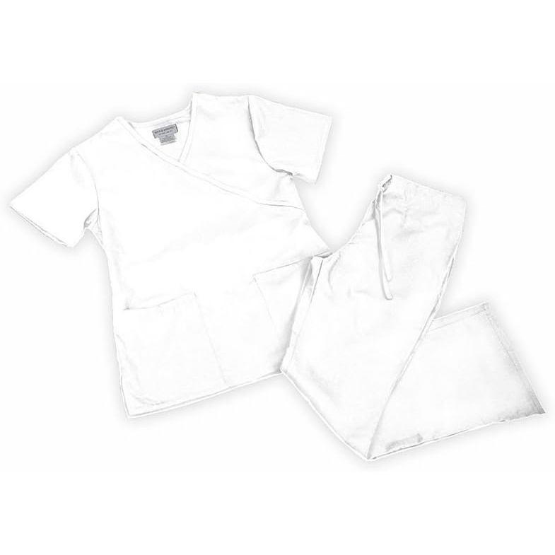 image:imageNatural Uniforms Womens Mock Wrap Set XSmall White
